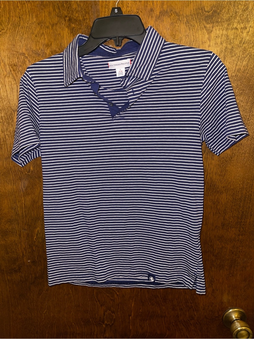 Southern Proper Navy and White Striped Kids Polo